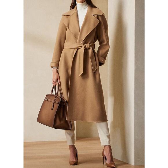 Ralph Lauren Purple Label 100% Cashmere Wrap Coat Runway Belted Long Camel Tan 6 - Picture 3 of 16